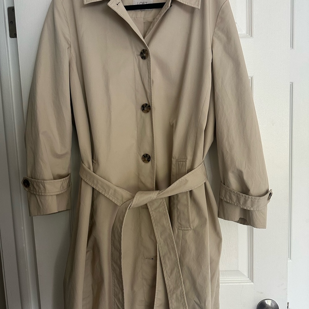 LOFT Petite Tan Trench Coat with Belt